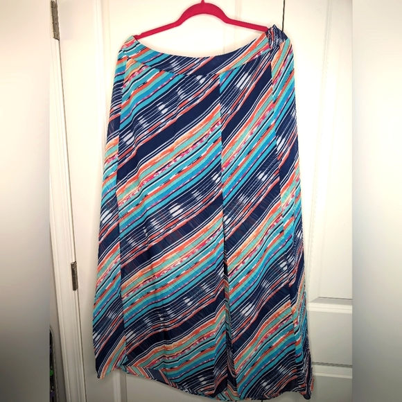 MAURICES STRIPED ELASTIC WAIST SIDE SLIT MAXI SKIRT XL -EUC - Picture 4 of 7